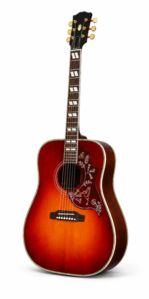 Hummingbird-style sunburst acoustic guitar illustration