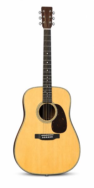 D-28-style natural-finish acoustic guitar illustration